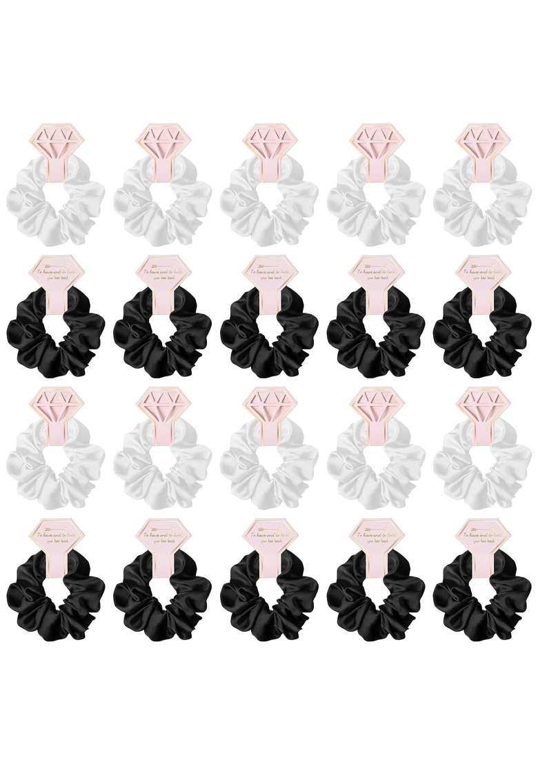 Enakshi 20X Elastic Hair Ties Headwear for Bridal Wedding Gifts White Black - Indya