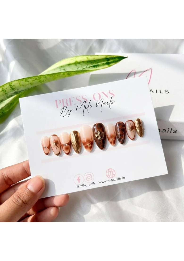 MILO Nails Cathedral Cross Press on Nails Handmade Custom Reusable Gel Nails Set of 10 - Indya