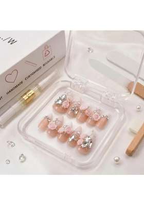 MILO Nails Nude Rose Bridal Press on Nails Handmade Custom Gel Nail Set of 10