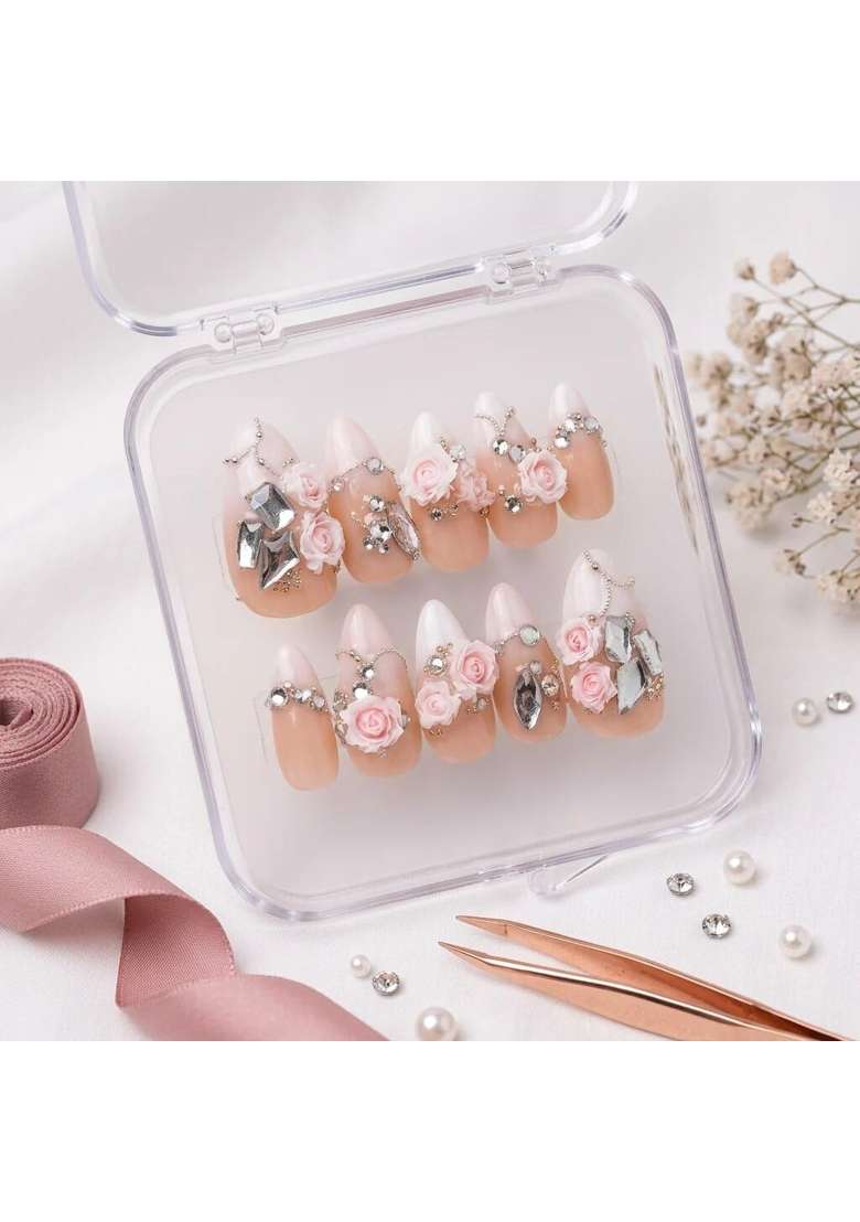 MILO Nails Nude Rose Bridal Press on Nails Handmade Custom Gel Nail Set of 10 - Indya