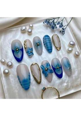 MILO Nails Sapphire Relic Press on Nails Handmade Custom Reusable Gel Nails Set of 10