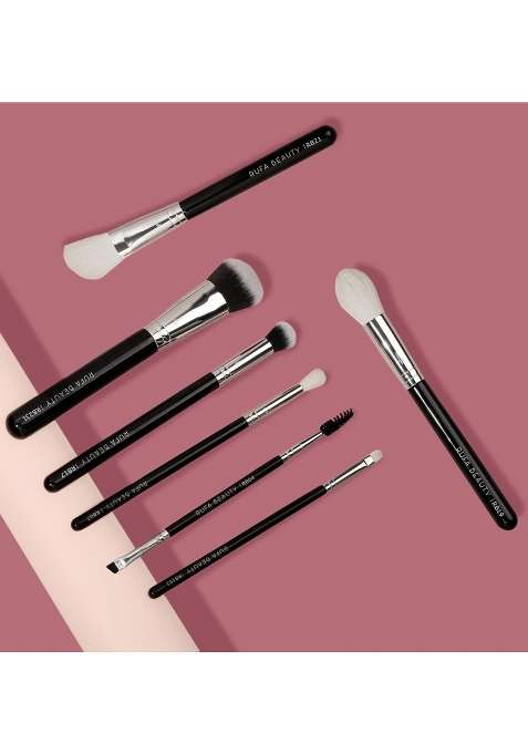 Rufa Beauty Black Everyday Face and Eye Makeup Brush Set Must Have Makeup Brushes