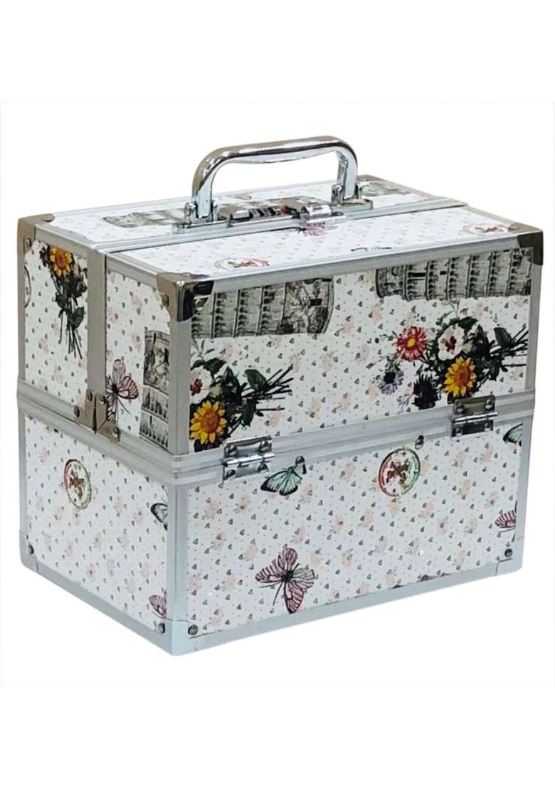Adson Professional Beauty Make Up Cosmetic Vanity Box Case White - Indya