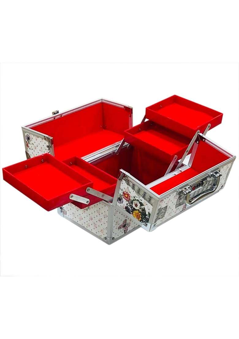 Adson Professional Beauty Make Up Cosmetic Vanity Box Case White - Indya