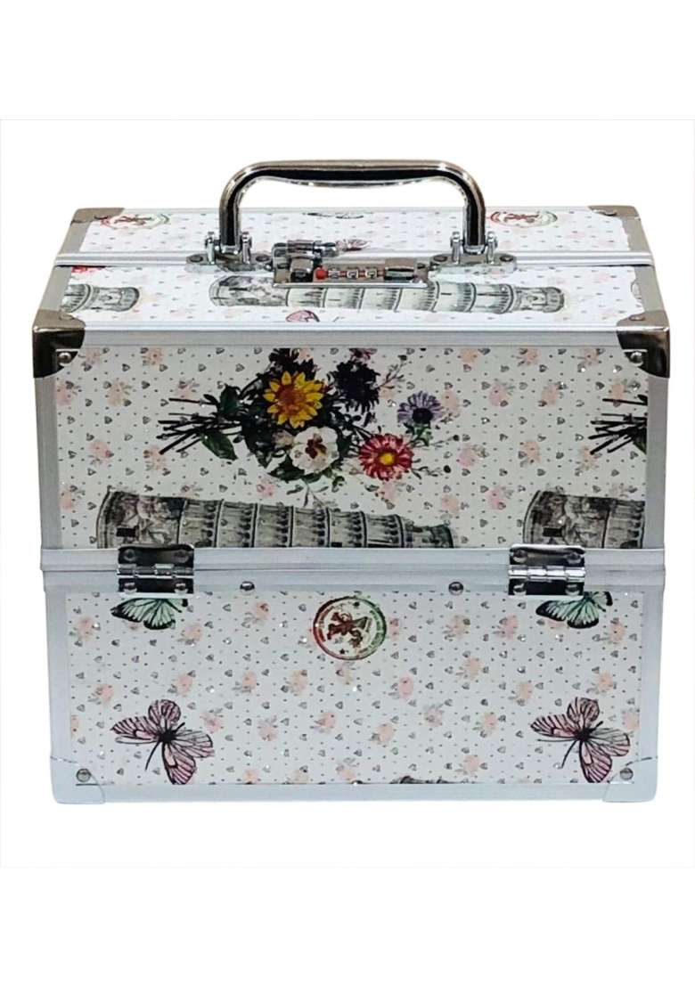 Adson Professional Beauty Make Up Cosmetic Vanity Box Case White - Indya
