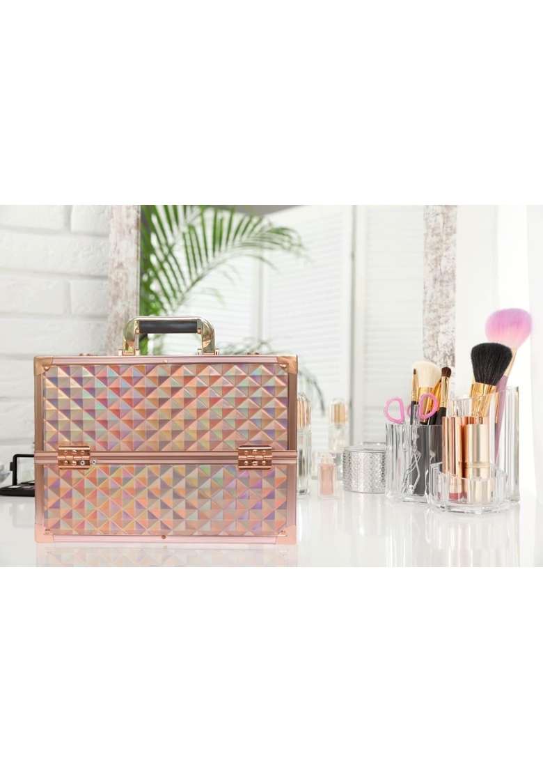 Adson Professional Makeup Box Cosmetics Case Jewelry Organiser Vanity Make Up Storage Box Beauty Train Case - Indya