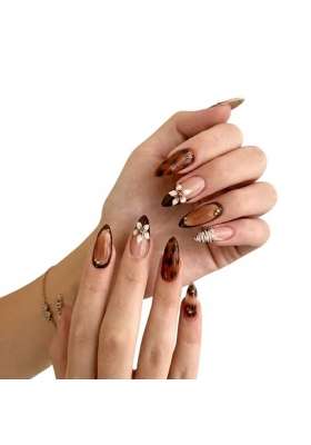 MILO Nails Autumn Botanical Press on Nails Handmade Custom Reusable Gel Nails Set of 10