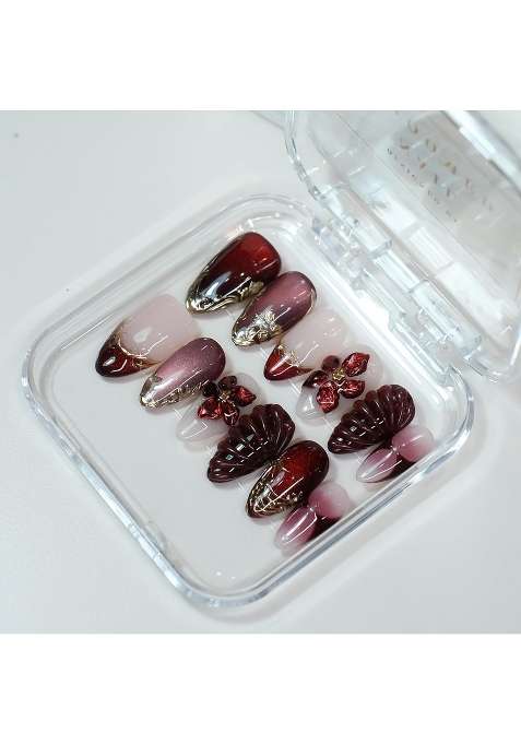 Nail Groomed Premium Hand Painted Press on Nails 10 Pcs Luxury Handmade Soft Gel Nail Kit