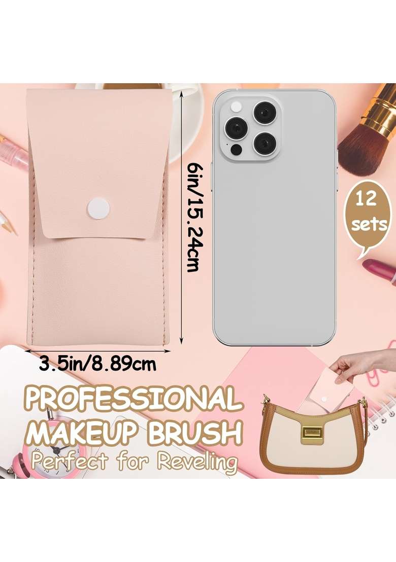Lemecima 12 Sets Travel Makeup Brush Set Brushes Bag Bridesmaid Gift Synthetic Fibre Face Make Up Brushes - Indya
