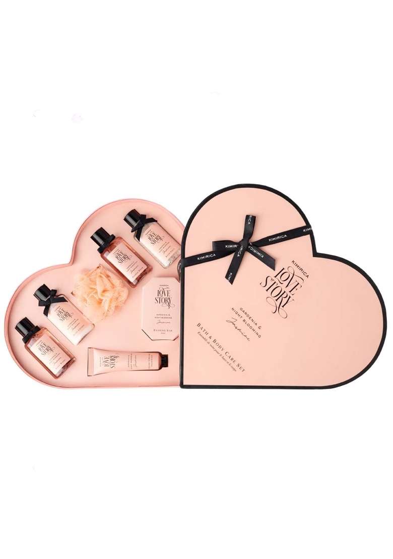 Kimirica Gift Set Love Story Moment for Women and Men Luxury Bath and Body Care Set for Husband Pack of 7 - Indya