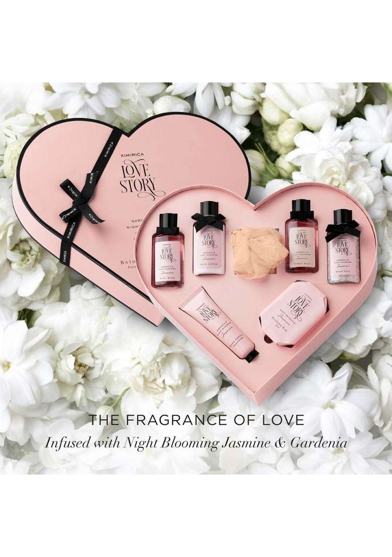 Kimirica Gift Set Love Story Moment for Women and Men Luxury Bath and Body Care Set for Husband Pack of 7 - Indya