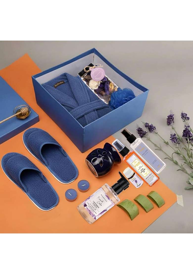 Bodyherbals De Stress Lavender Skincare Gift Set for Women and Men 9 Pcs Luxury Gift Box for Couples - Indya