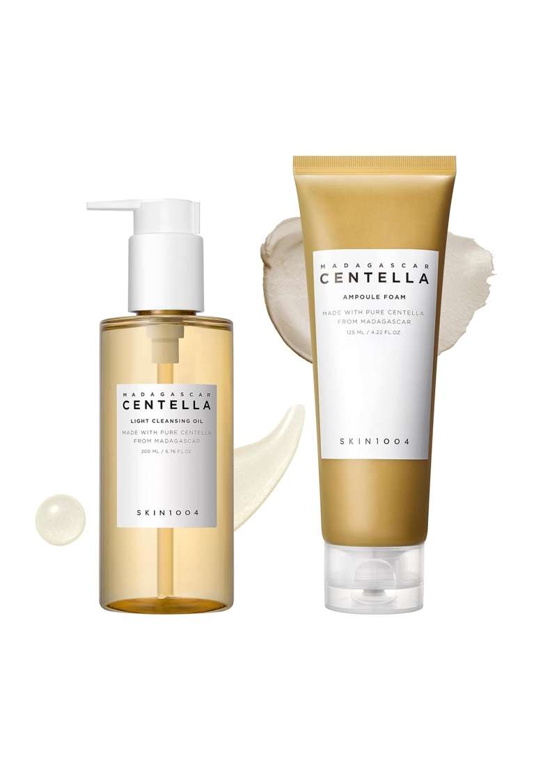SKIN1004 White Centella Double Cleansing Duo Cleansing Oil 200 ML and Ampoule Foam Cleanser 125 ML - Indya