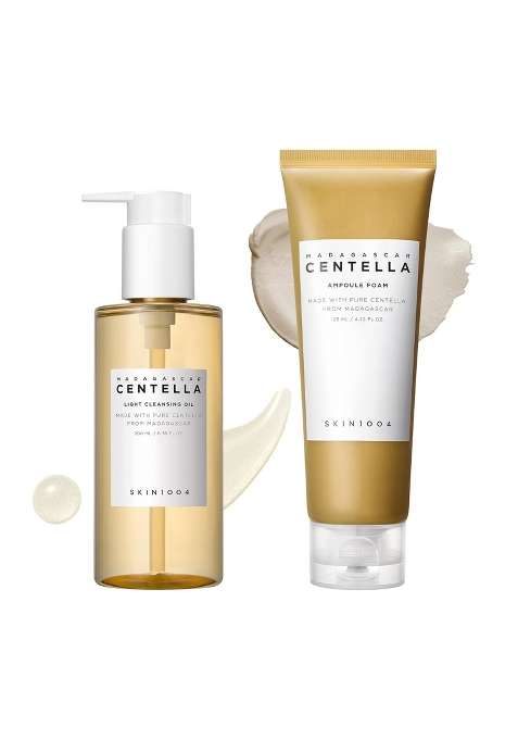 SKIN1004 White Centella Double Cleansing Duo Cleansing Oil 200 ML and Ampoule Foam Cleanser 125 ML