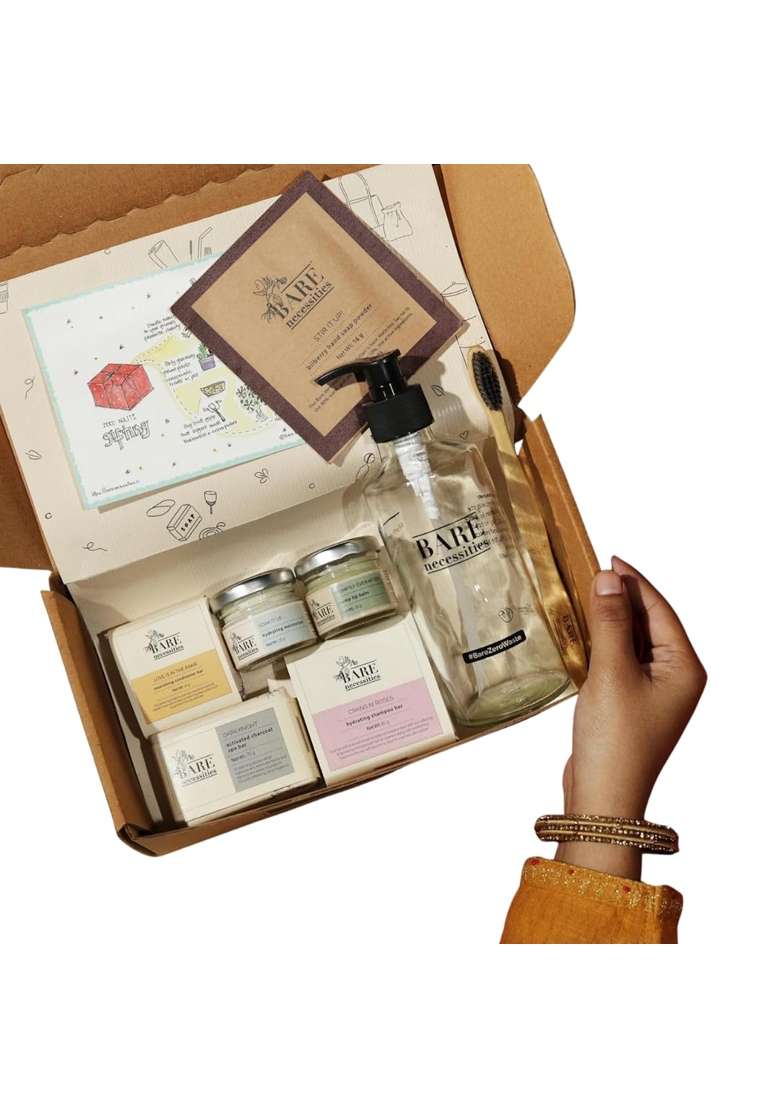 Bare Necessities Luxury Self Care Hamper Organic Skincare Gift Set Bath and Body Care Kit for Women and Men - Indya
