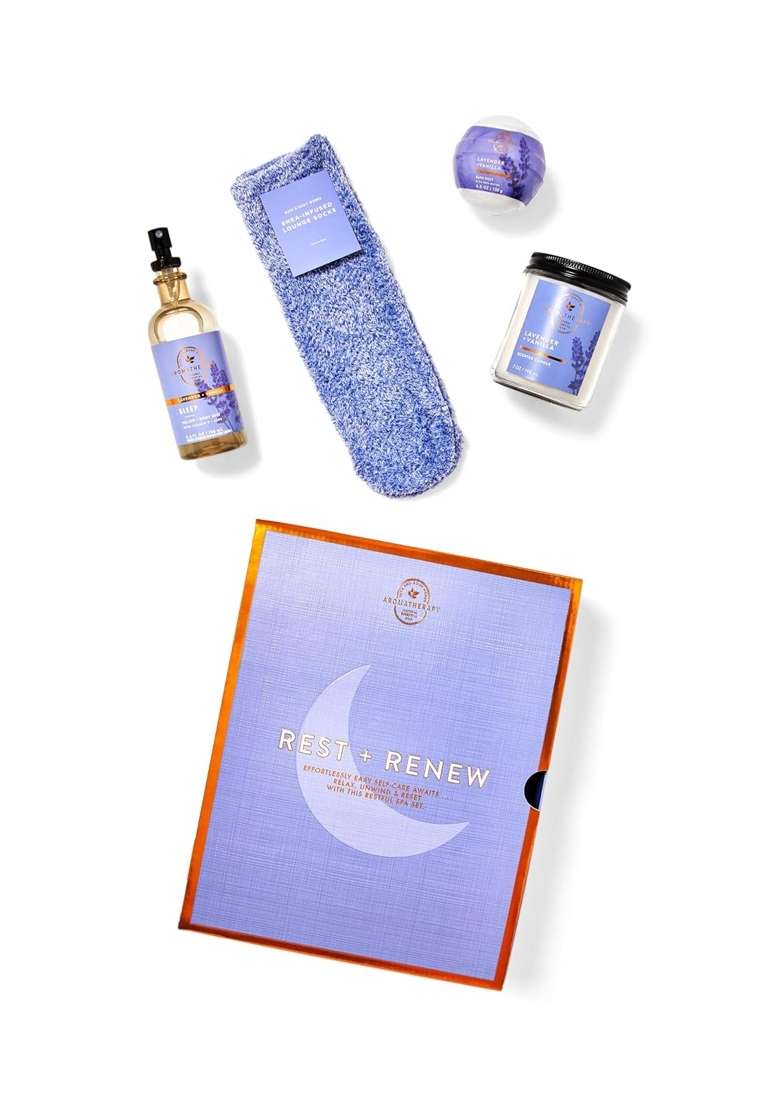 Bath and Body Works Lavender Vanilla Spa Gift Set Luxury Skincare and Bath Gift Set Set of 4 - Indya
