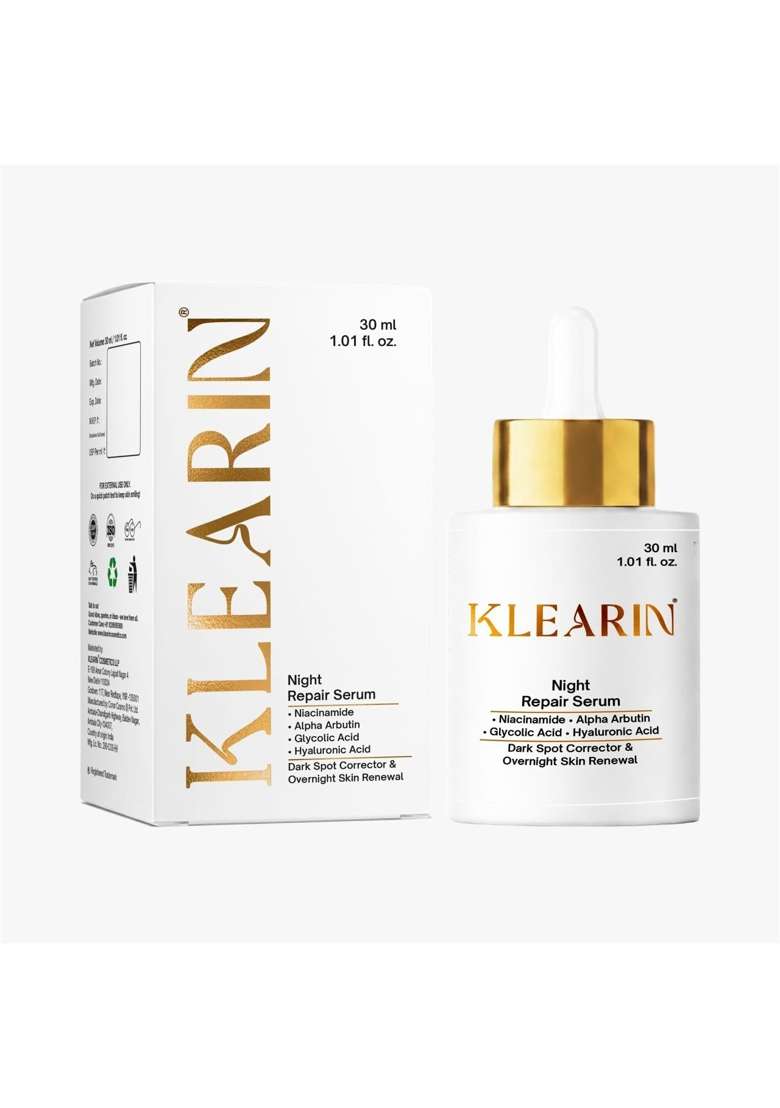 Klearin Skincare Gift Set with Gentle Cleanser Gel Moisturiser Night Repair Serum Headband Hamper - Indya
