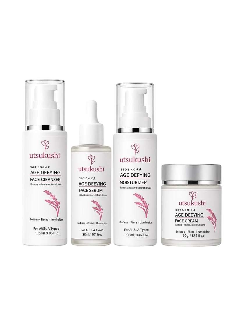 Utsukushi Rice Water Age Defying Skincare Combo Kit Korean Inspired Ingredients Skin Care Set - Indya