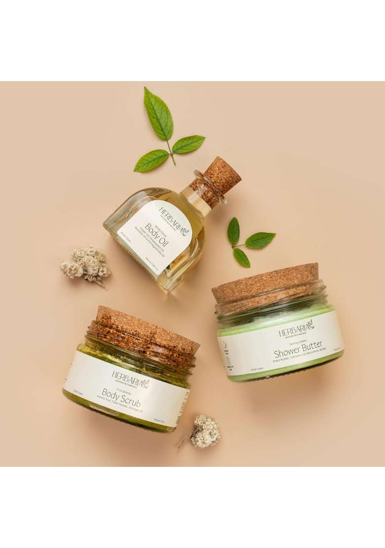 Herbaria Hydration Bouquet Gift Box Nourishing Body Care Trio with Body Oil 100ML Shower Butter 120G - Indya