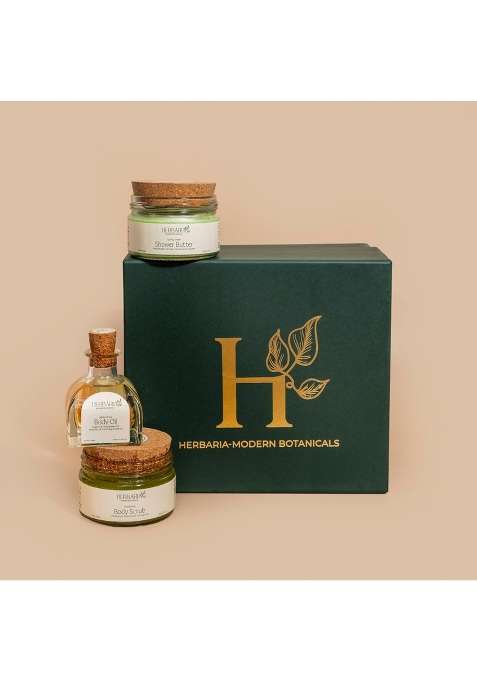 Herbaria Hydration Bouquet Gift Box Nourishing Body Care Trio with Body Oil 100ML Shower Butter 120G