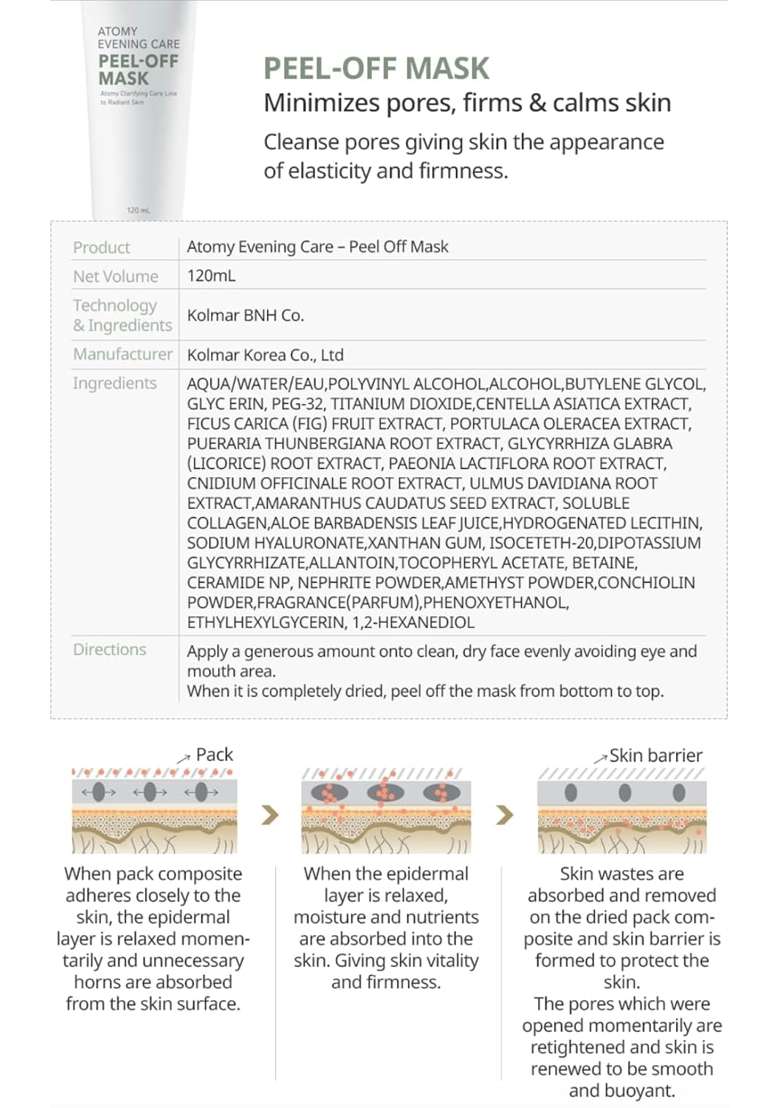 Orielle White Atomy Evening Care Skincare Set Deep Cleanser Foam Cleanser Peeling Gel Peel Off Mask - Indya