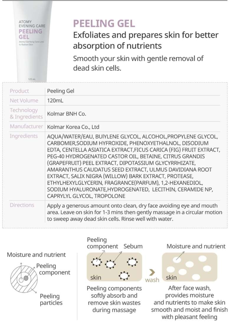 Orielle White Atomy Evening Care Skincare Set Deep Cleanser Foam Cleanser Peeling Gel Peel Off Mask - Indya