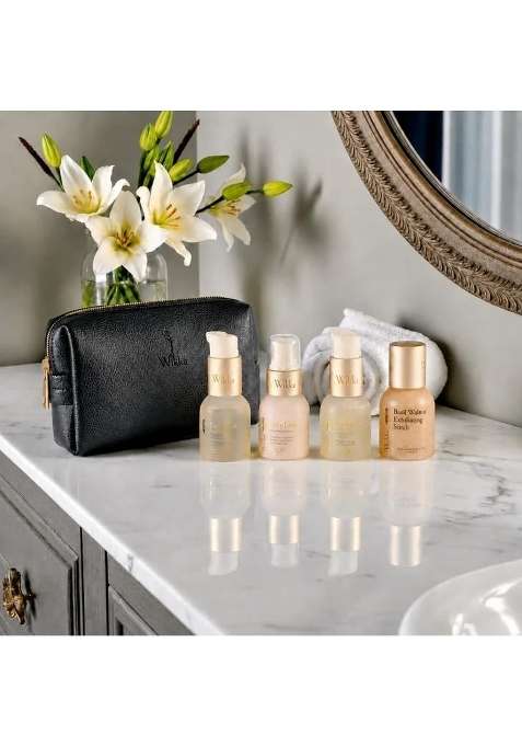 Wikka Travel Kit Premium Vegan Leather Self Care and Bath Essentials Gift Set