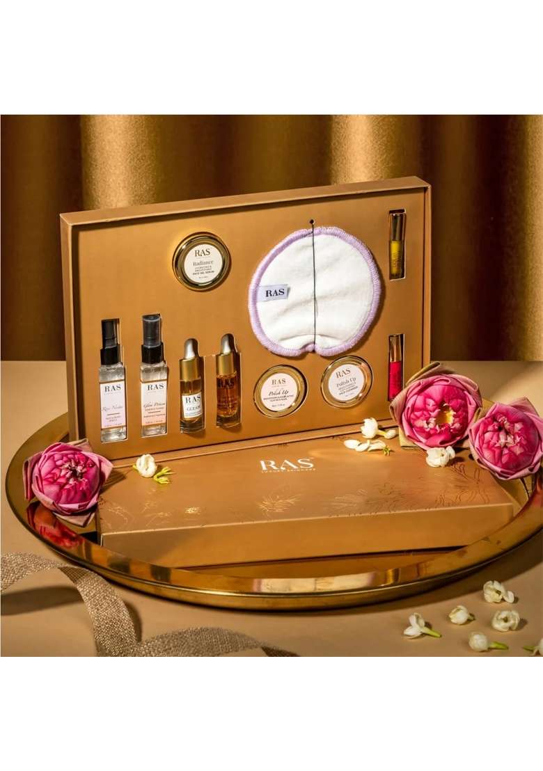 RAS Luxury Oils Glow Essentials Miniature Set Helps Cleanse Brighten and Calms Skin Pack of 10 - Indya
