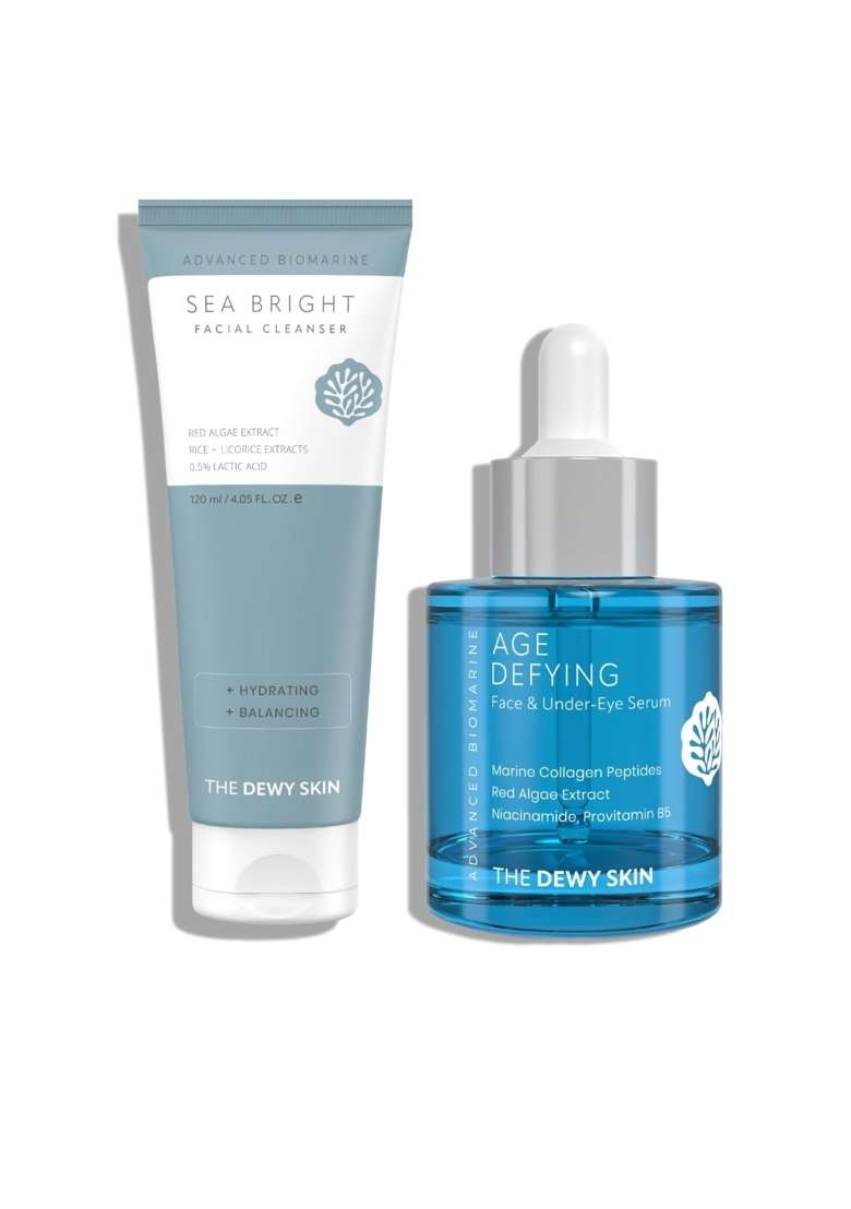 The Dewy Skin Hydrating Firming and Brightening Skincare Combo Age Defying Face and Under Eye Serum 30ML - Indya