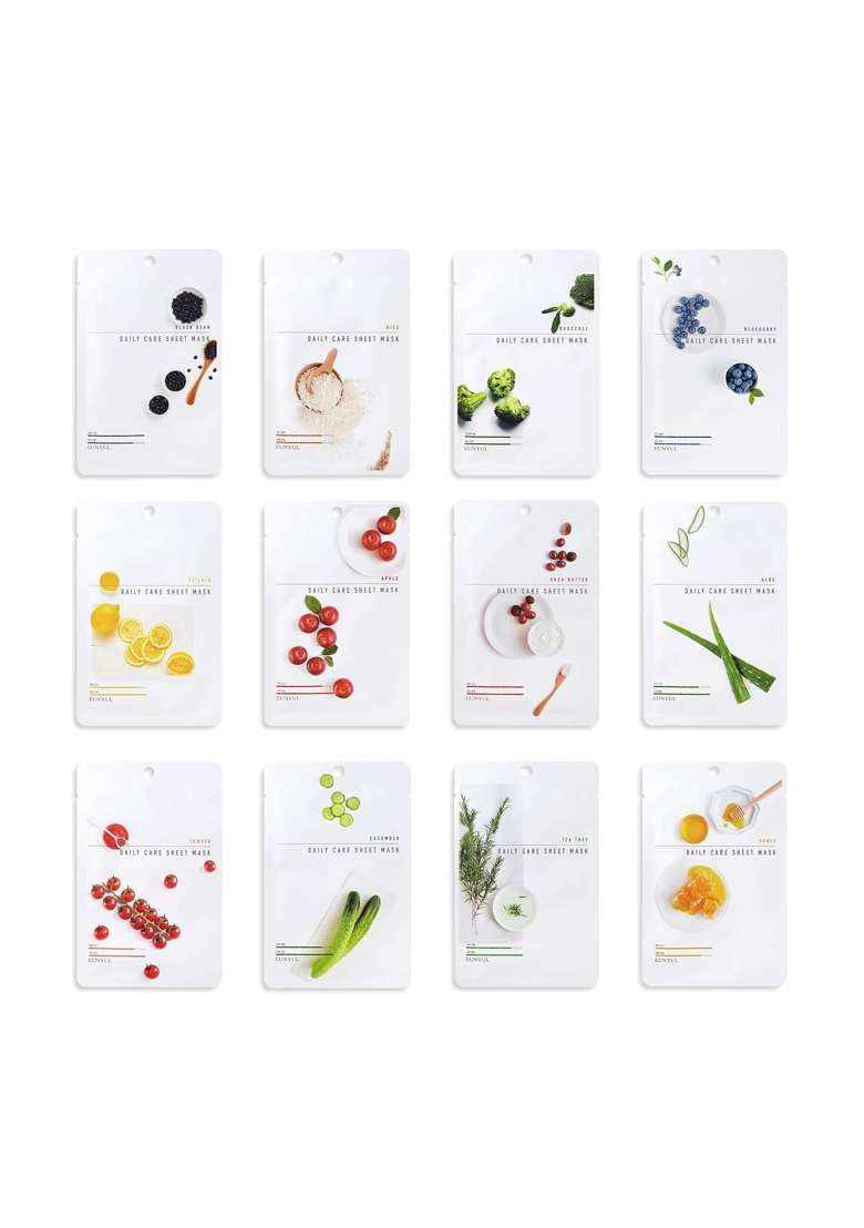 Eunyul Daily Care Facial Hydrating Sheet Mask Pack 12 Types Pack of 12 - Indya