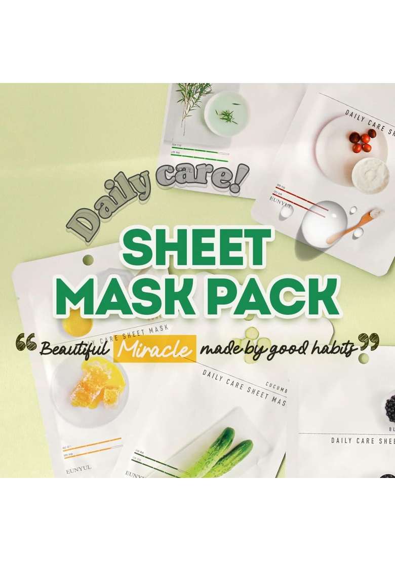 Eunyul Daily Care Facial Hydrating Sheet Mask Pack 12 Types Pack of 12 - Indya