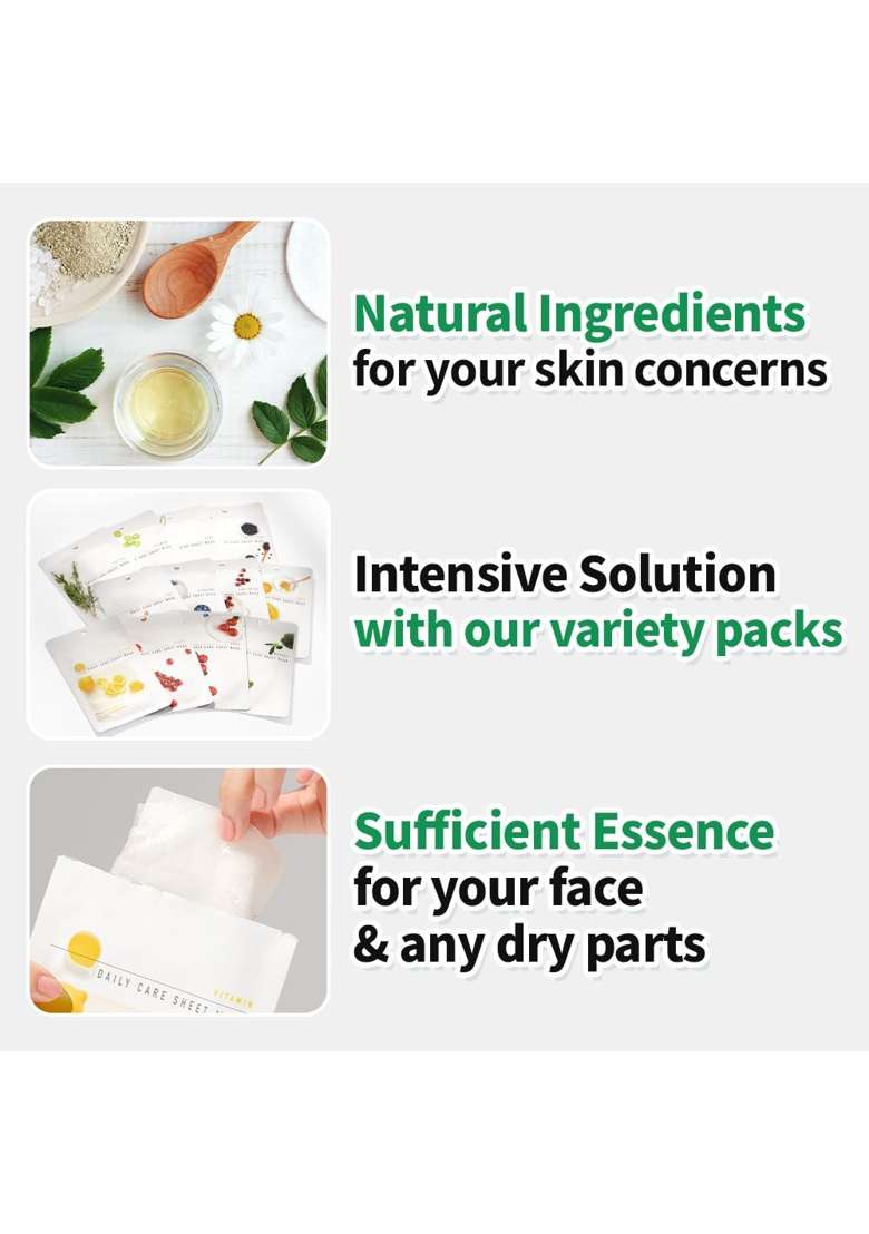 Eunyul Daily Care Facial Hydrating Sheet Mask Pack 12 Types Pack of 12 - Indya