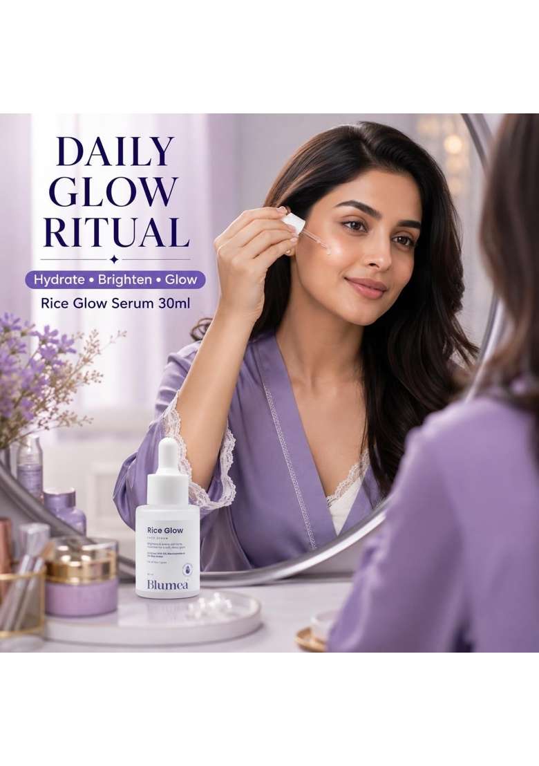 Blumea Triple Serum Glow Lavender Skincare Combo Rice Glow Face Serum Plus Lavender Bloom Face Pack of 3 - Indya