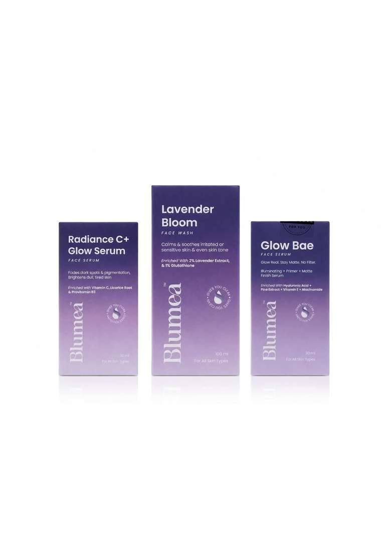 Blumea Triple Serum Glow Green Skincare Combo Radiance C Plus Glow Face Serum Plus Lavender Bloom Pack of 3 - Indya
