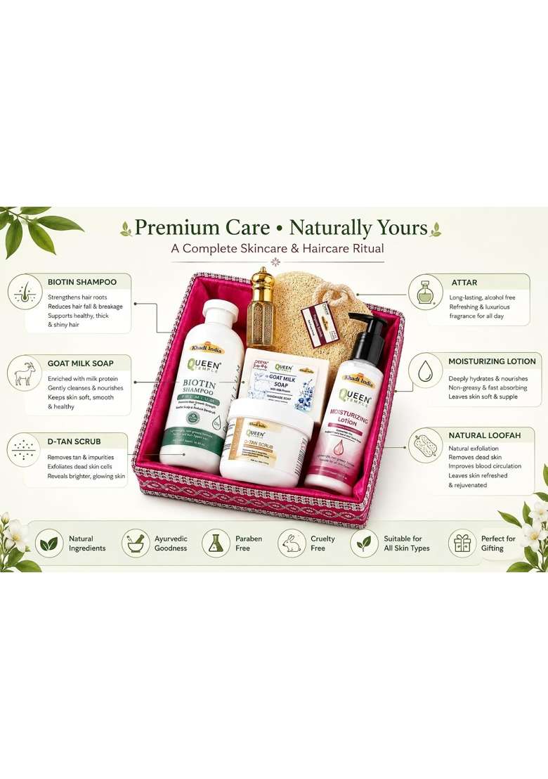 Queen Temple Khadi India Premium Beauty and Personal Care Gift Hamper for Women - Indya