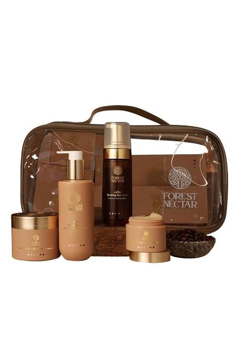 Truly Grow Forest Nectar Coffee Skin Care Gift Hamper Bundle Foaming Face Wash Body Wash Face Scrub and Mask