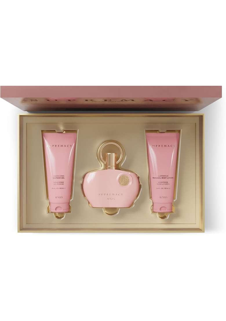 Afnan Gift Set Supremacy Pink Eau De Parfum Plus Shower Gel Plus Body Lotion Perfume Gift Set for Women 300ML - Indya