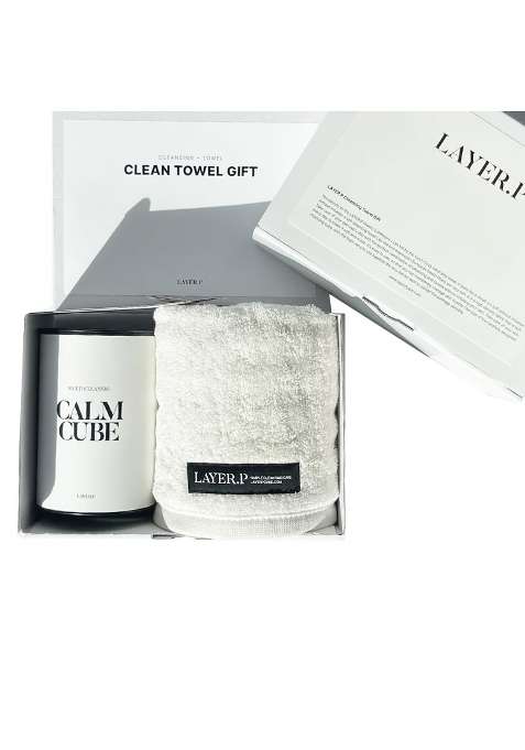 Layer P Korean Towel Gift Set 5 Cubes Plus Foam Maker Plus Towel Vitamin Enriched Cleansing Cubes