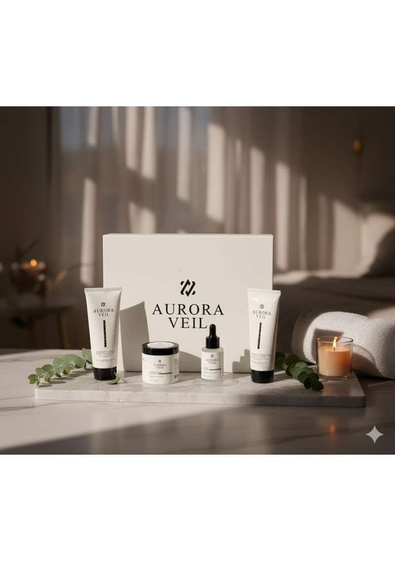 Aurora Veil Luxury Skincare Gift Set Premium Beauty Collection with Cleanser Face Pack Creams and Serums - Indya