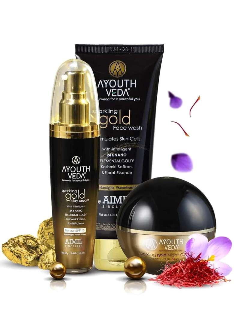 Ayouthveda Sparkling Gold Gift Pack Sparkling Gold Face Wash Pack of 3 - Indya