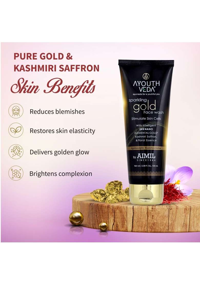 Ayouthveda Sparkling Gold Gift Pack Sparkling Gold Face Wash Pack of 3 - Indya