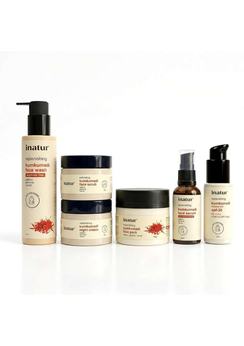 Inatur Kumkumadi Ayurvedic Glowing Skin Ritual Kit Pre Wedding Glow Daily Routine Uneven Skin Tone - Indya
