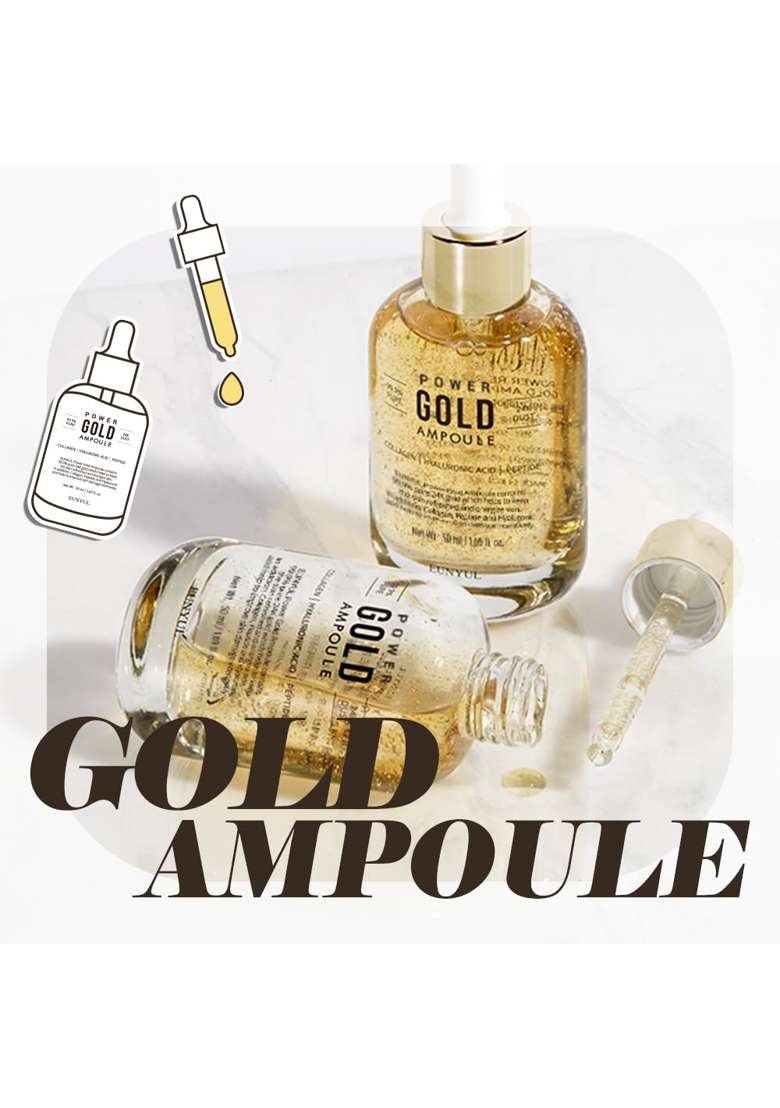 Eunyul Power Repair Gold Ampoule 50ML Korean Skincare Cosmetics 24K Gold Serum and Propolis Skin Care for Skin - Indya