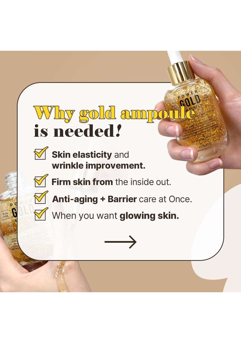 Eunyul Power Repair Gold Ampoule 50ML Korean Skincare Cosmetics 24K Gold Serum and Propolis Skin Care for Skin - Indya