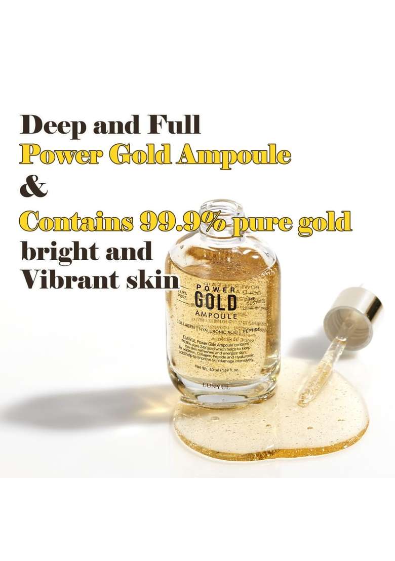 Eunyul Power Repair Gold Ampoule 50ML Korean Skincare Cosmetics 24K Gold Serum and Propolis Skin Care for Skin - Indya