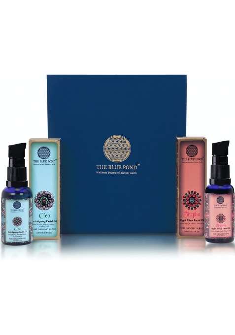The Blue Pond Luxury Gift Set Night Ritual Facial Oil Serum Trepho and Anti Ageing Facial Oil Serum