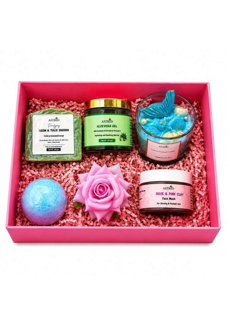 Astrid Luxury Self Skin Care by Astrid Ocean Blue Fragrance Aloe Vera Gel Neem Soap Bath Bomb - Indya
