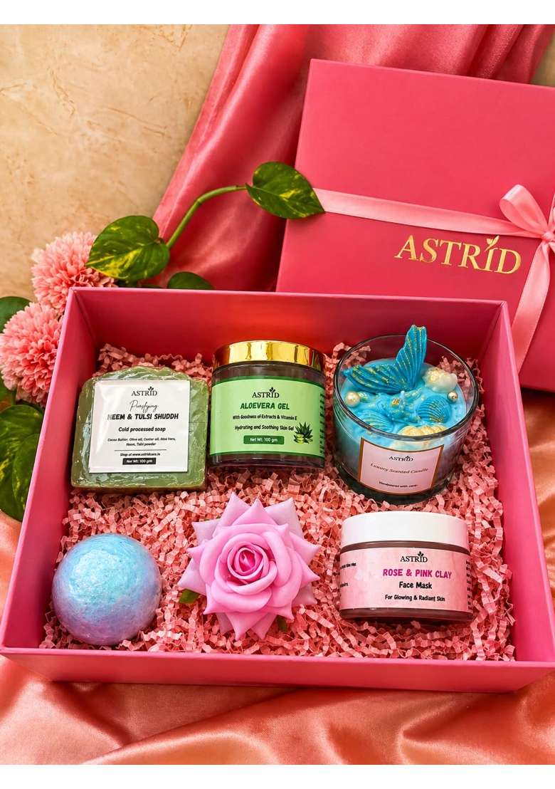 Astrid Luxury Self Skin Care by Astrid Ocean Blue Fragrance Aloe Vera Gel Neem Soap Bath Bomb - Indya