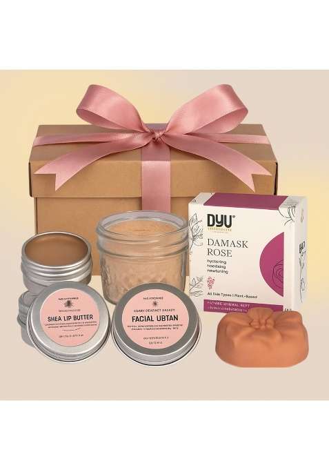 DYU Handmade Rose Glow Luxury Bath and Body Care Gift Set Detan Face Scrub Pack of 4