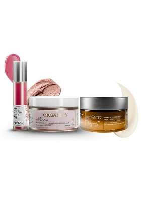 Organity Sensitive Skin Essentials Set Hydrating Cleansing Balm Pearl Face Cream SPF 30 Moringa Lip Tint